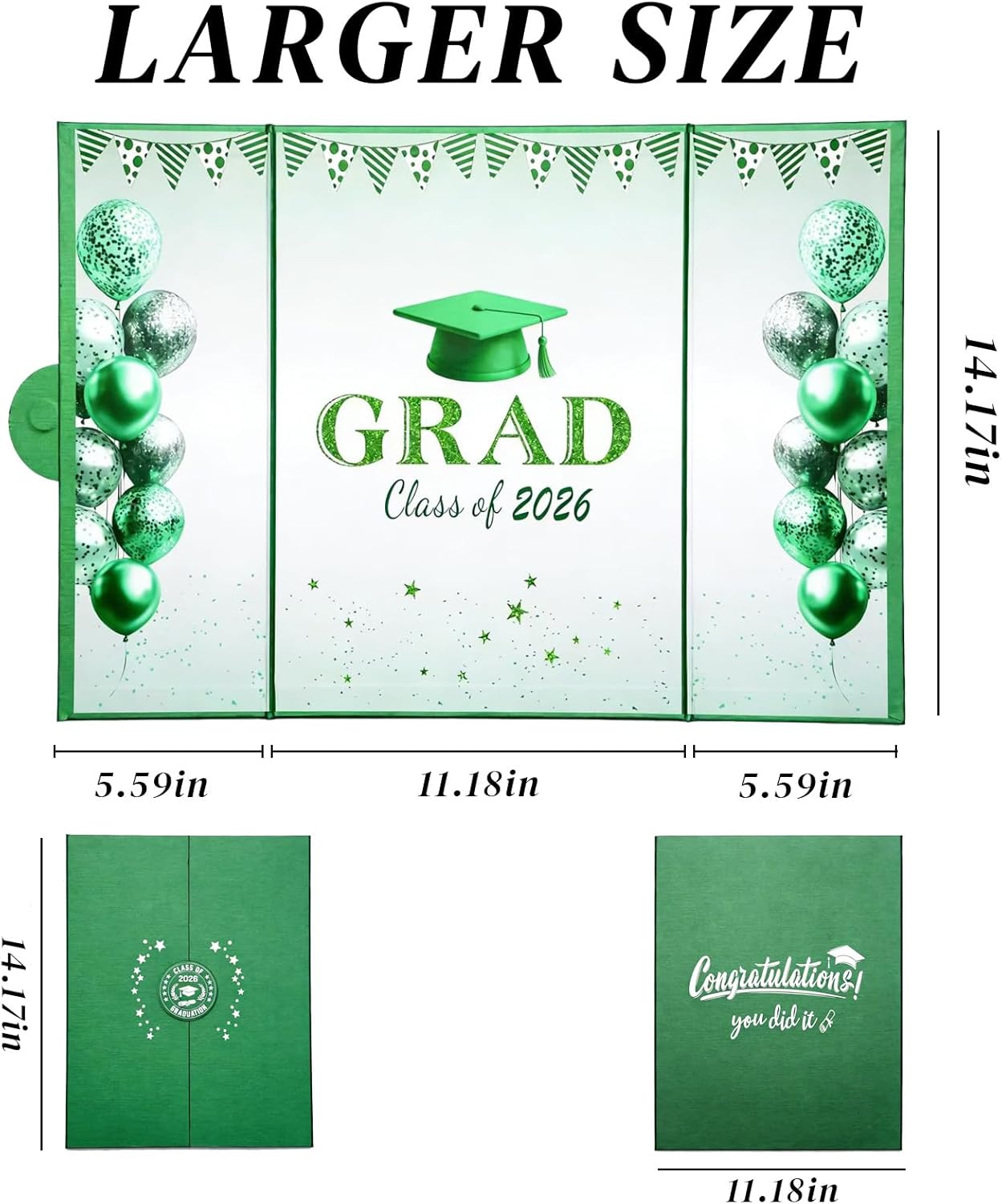 Green Graduation Party Decorations Class of 2026 - Extra Large 22" x 14" Graduation Guest Book to Sign Signature Board for Graduation Gifts Congrats Grad Party Favors Supplies Decor Keepsake