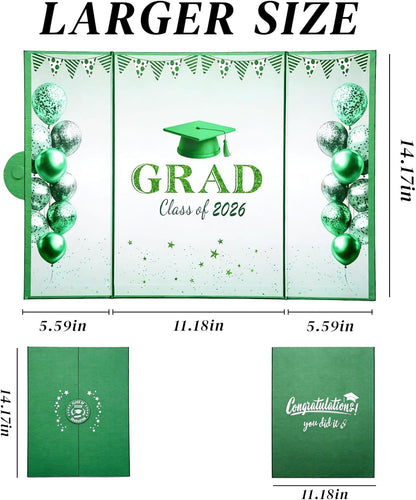 Green Graduation Party Decorations Class of 2026 - Extra Large 22" x 14" Graduation Guest Book to Sign Signature Board for Graduation Gifts Congrats Grad Party Favors Supplies Decor Keepsake