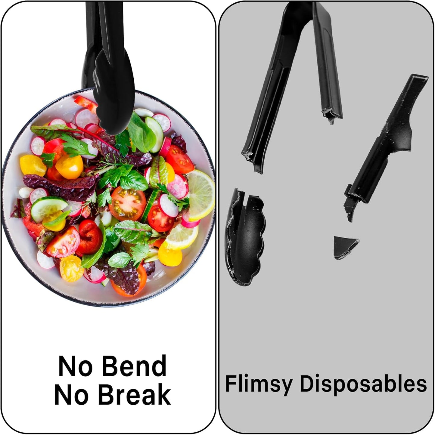 24 Pcs Black Plastic Serving Utensils Set - Heavy Duty Disposable Serving Spoons, Forks & Tongs (8 of Each) - BPA-Free Catering Supplies for Buffets, Parties, Weddings & Events (9 Inch)