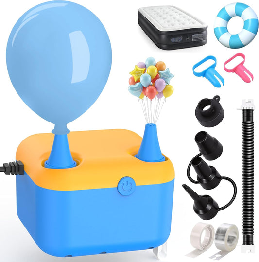Electric Balloon Pump,6 in 1 Multifunctional Inflator with 6 Nozzles & Extension Tube,Fast Inflator Deflator Air Blower for Balloons,Party Decoration,Pool Floats Air Mattress,Inflatables & Vacuum Bags