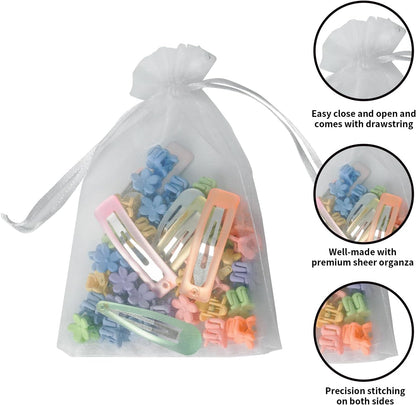 100PCS White Organza Bags, 4x6 Inch Small Mesh Bags Drawstring, Jewelry Gift Bags for Easter, Party, Festival, Bathroom Soaps, Makeup
