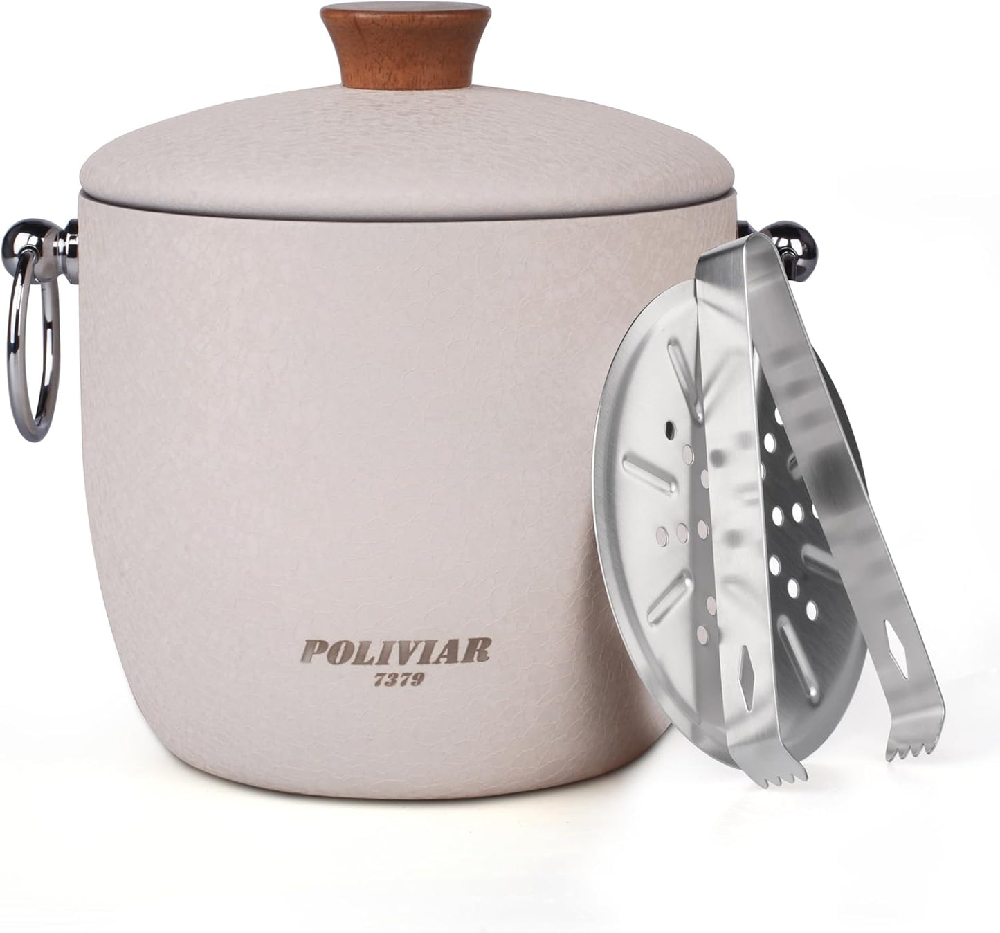 POLIVIAR Ice Bucket, 2.5L Double Wall Ice Bucket with Lid, Stainless Steel Ice Bucket with Tong & Strainer, Ice Bucket for Cocktail Bar, Home & Parties, JX2023-IBLU
