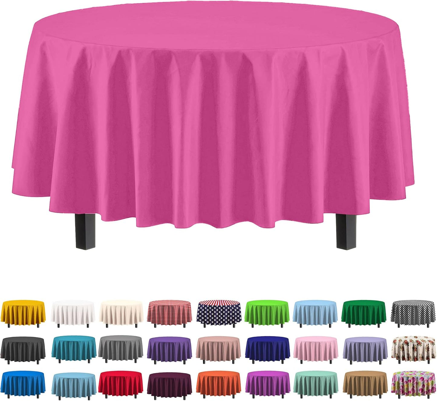 Exquisite Party Solids 6-Pack Premium Plastic Tablecloth 54in. x 108in. Rectangle Plastic Table Cover - Navy