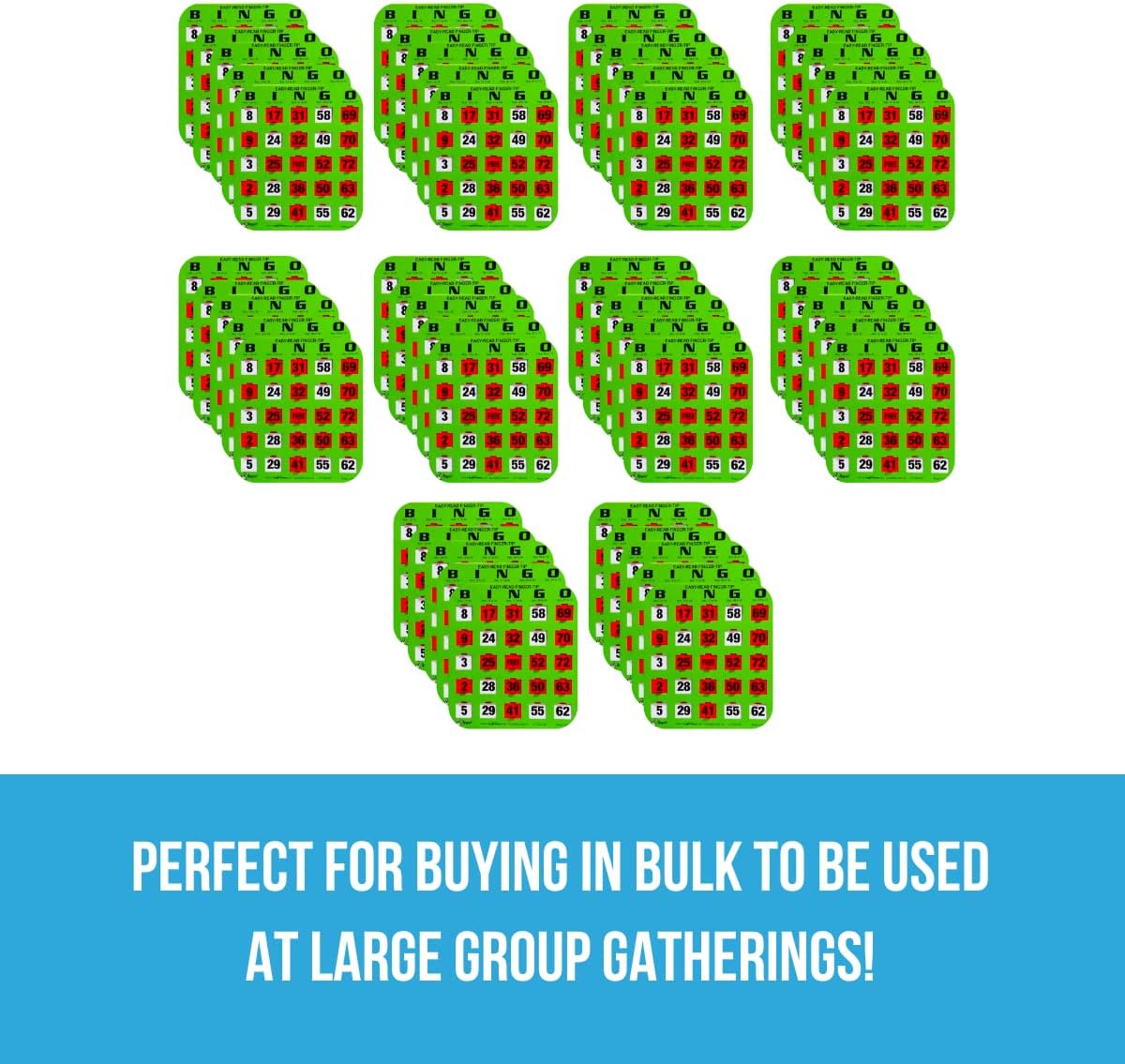 Regal Bingo - Shutter Slide Bingo Cards Only - 8” x 9” - 5-Ply Green Cardstock - Easy to Read - No Duplicates - Red Sliding Windows - Perfect for Large Groups, Bulk Purchasing