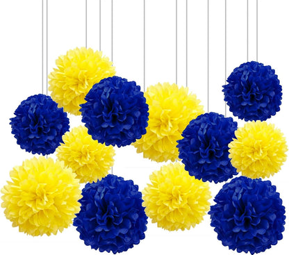 XIKSXITN 12 pc Rose Gold Gradient Tissue Paper Pom poms-Hanging Gold Dot White Paper Pom Poms Paper Flowers Ball for Party Decorative(8&10&12 inch)