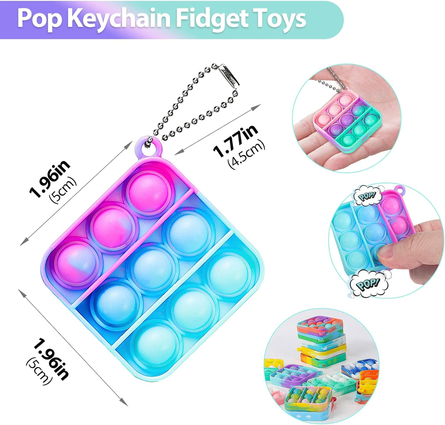 Pop Fidget Toys Bulk Its Party Favors for Kids 4-8 8-12 30 Pack Mini Pop Keychain It Small Fidgets for Classroom Prizes School End of Year Student Gifts from Teacher Birthday Goodie Bag Stuffers