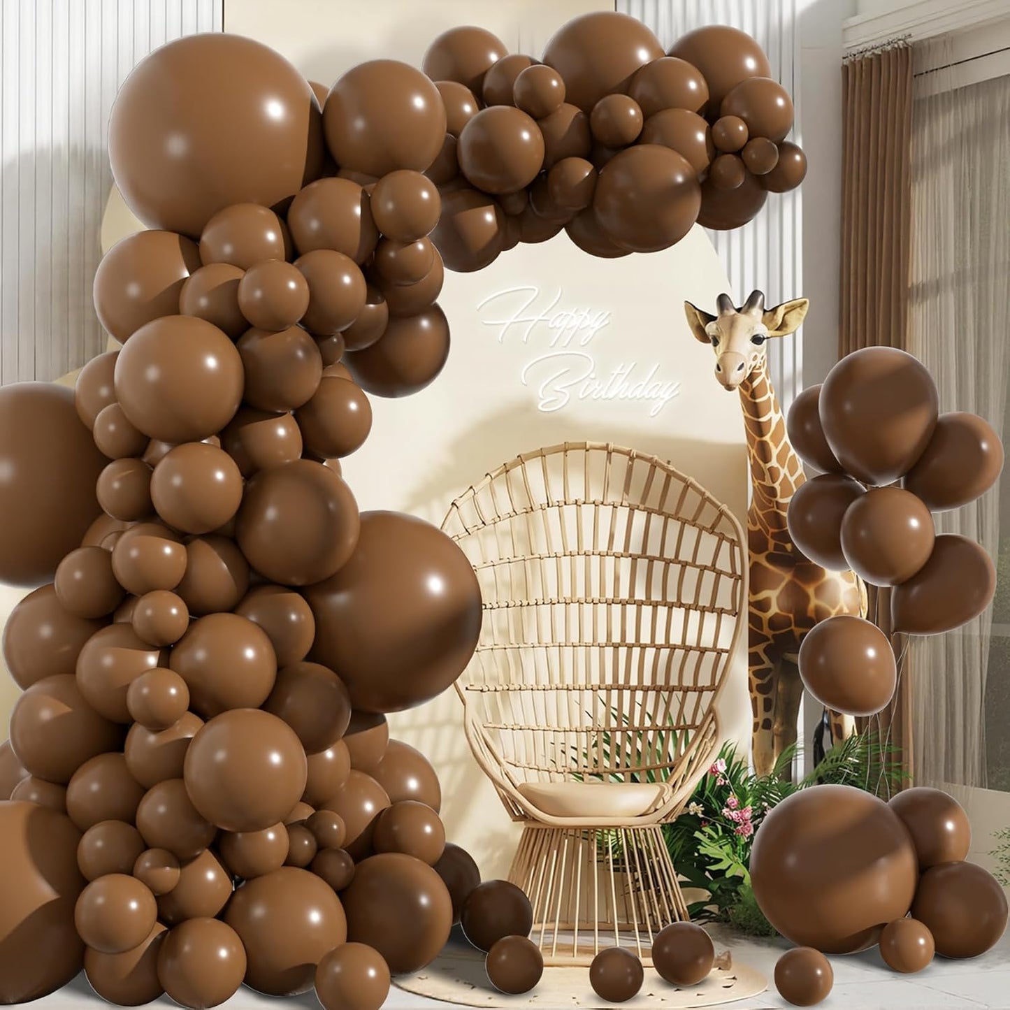 Amandir 153pcs White Sand Balloons Arch Garland Kit Different Sizes 18 12 10 5 Inch Cream Beige Sand White Latex Balloon for Birthday Boho Neutral Baby Shower Wedding Anniversary Party Decorations