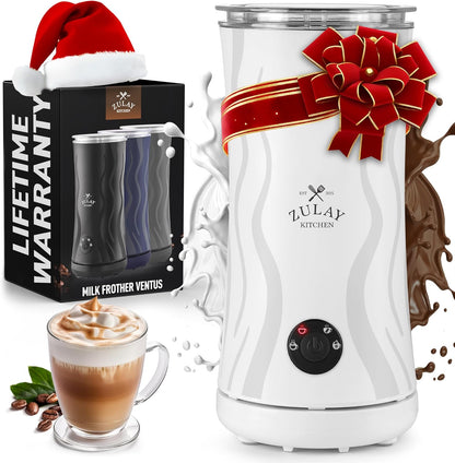 Zulay Kitchen Powerful Milk Frother AA Batteries Included – Ultra Fast Handheld Drink Mixer with Stainless Steel Whisk Stirrer for Coffee, Protein, Matcha & More, Frother Wand Electric Frothmate Black - Colors E