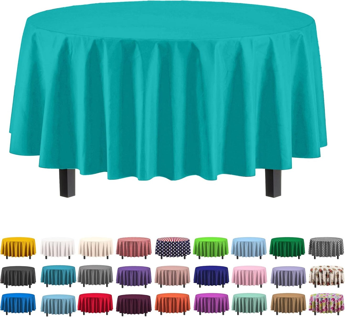12-Pack Premium Plastic Tablecloth 54in. x 108in. Rectangle Table Cover - Dark Blue - Colors B