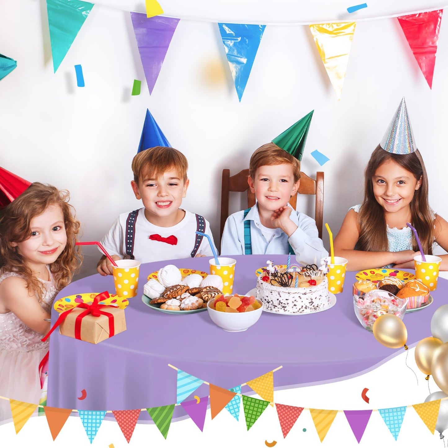 tujol Royal Blue 6 Pack Plastic Table Cloth 54" x 108", Disposable Tablecloths Rectangle Table Cover, Plastic Tablecloths for Parties