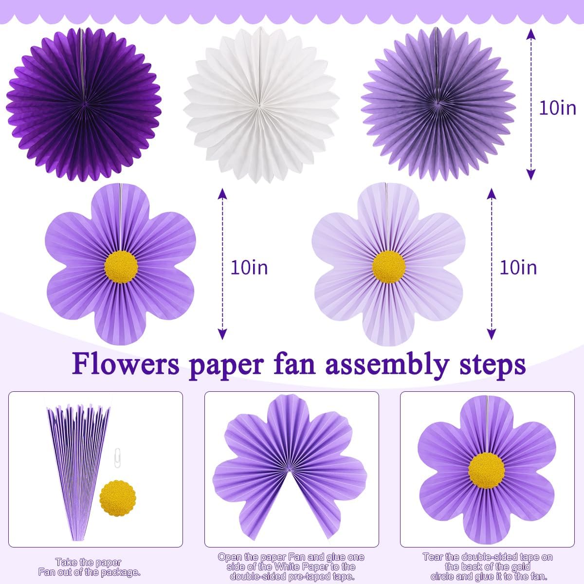 Party Hanging Paper Fans Decoration Set for Wedding Birthday Party Mother's Day Round Events Accessories Set of 8