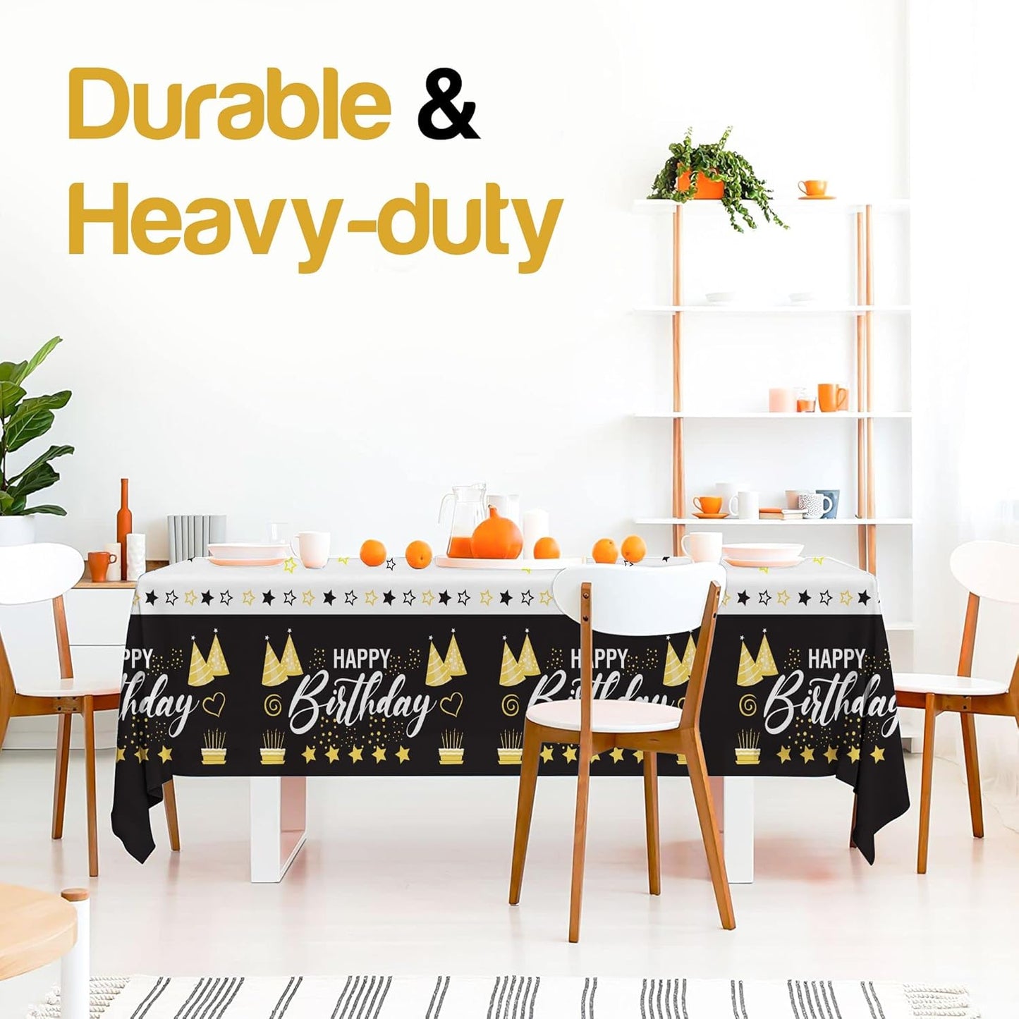 14 Pack Black 54 x 108 in. Rectangle Disposable Plastic Tablecloths - Smooth Decorative Covers for Parties, Weddings