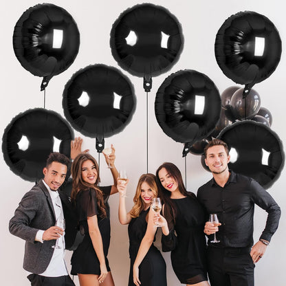 20 Pcs Black Round Shaped Balloons,18 Inch Round Foil Balloon,Giant Round Mylar Balloon Helium Balloons for Birthday Party Baby Shower Wedding Decorations (Black)