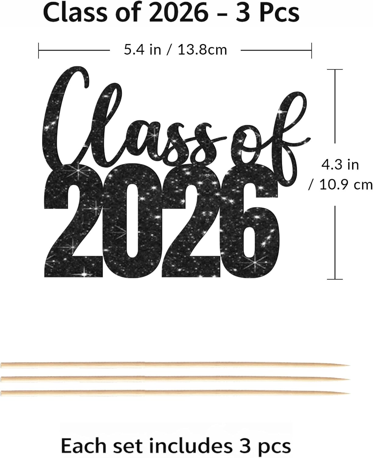 Class of 2026 Centerpieces Sticks for Graduation, 16 Pcs Graduation Decorations Cake Toppers, Graduation Theme Party Decorations Supply(BG)