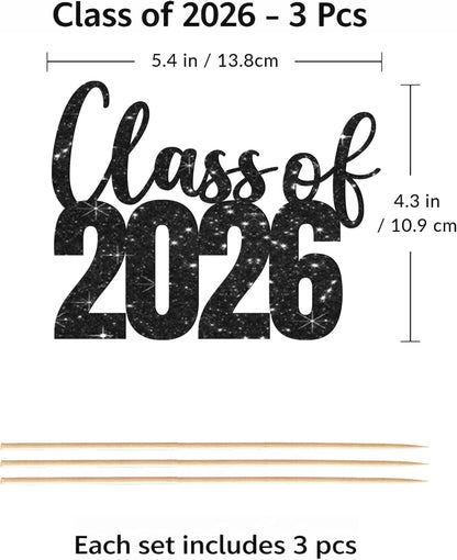 Class of 2026 Centerpieces Sticks for Graduation, 16 Pcs Graduation Decorations Cake Toppers, Graduation Theme Party Decorations Supply(BG)