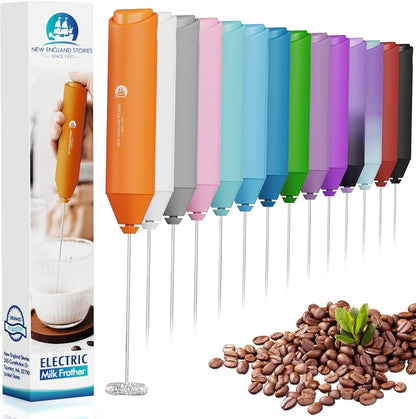 Powerful Milk Frother Wand - Mini Handheld Milk Frother with Stainless Steel Whisk - Battery-Powered Drink Mixer for Coffee, Lattes, Cappuccinos, Matcha - Coffee Enthusiasts Gift - Black