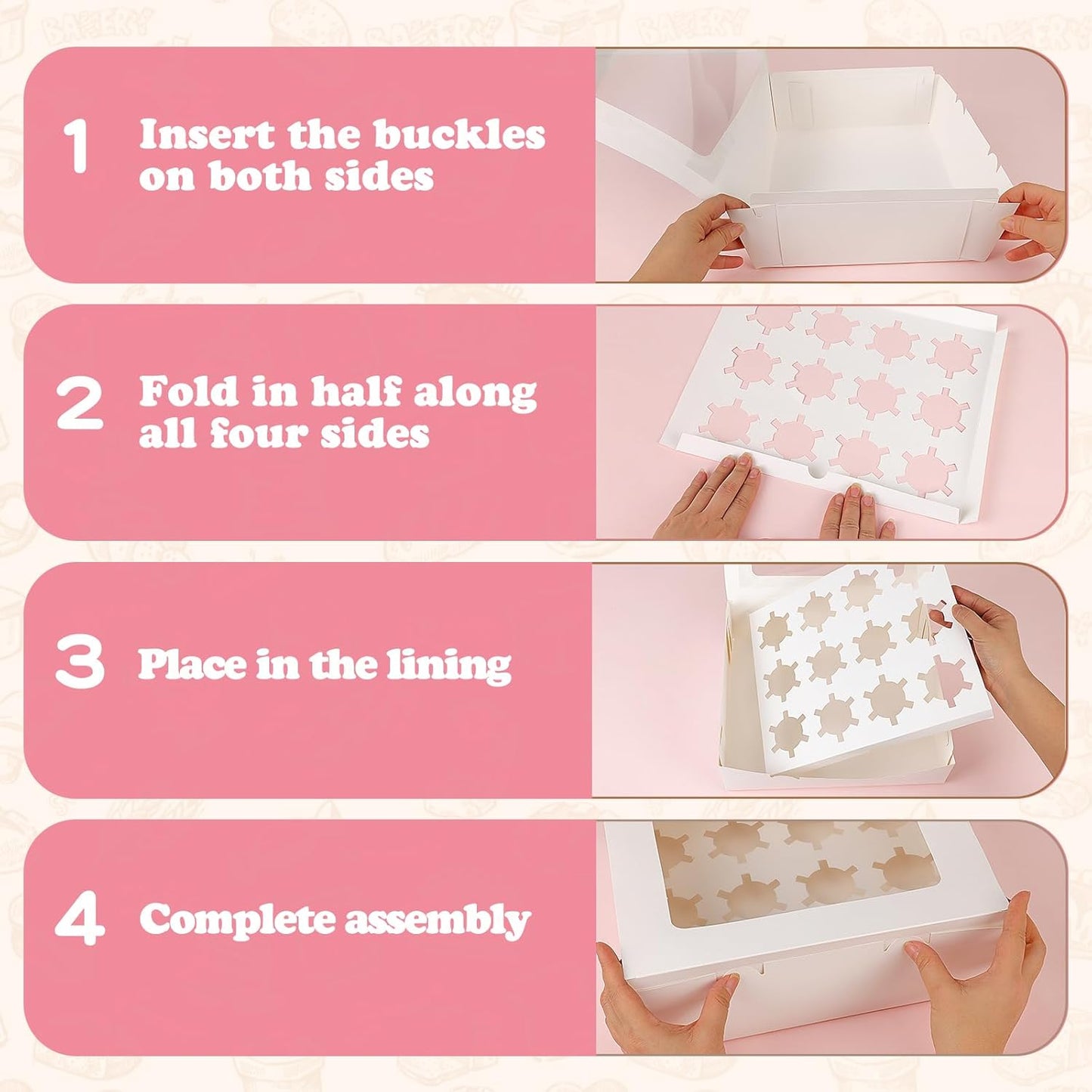 Moretoes 12 Count Graduation Cupcake Boxes, 3 Pack Paper Cupcake Containers with Window, Hold 36 Pastries, Disposable Graduation Party Boxes for Cupcakes Desserts(White)
