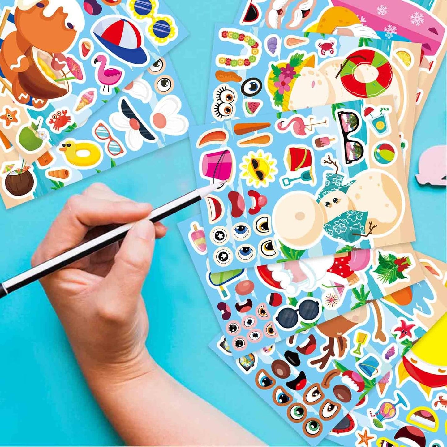 24 Sheets Make-a-face Cupcake Stickers Make Your Own Dessert Stickers Mix and Match Sweets and Fruit Treats Party Favor Supplies for Kids Ice Cream Sticker Games Birthday DIY Art Crafts
