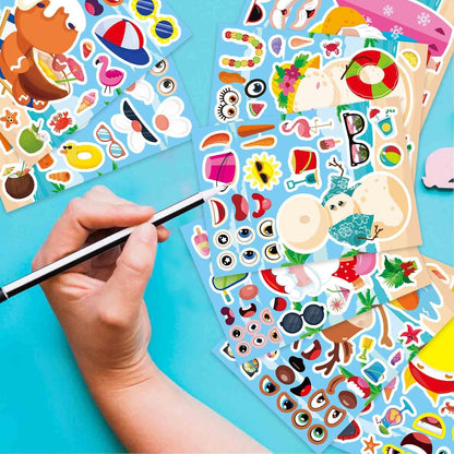 24 Sheets Make-a-face Cupcake Stickers Make Your Own Dessert Stickers Mix and Match Sweets and Fruit Treats Party Favor Supplies for Kids Ice Cream Sticker Games Birthday DIY Art Crafts