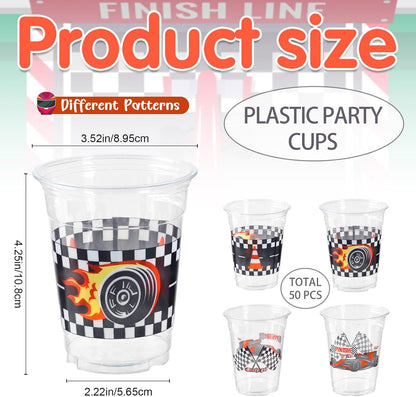 GuassLee 50 Luau Cups for Hawaiian Luau Party Decorations, 12 OZ Tiki Tropical Plastic Disposable Cups for Pool Flamingo Tiki Birthday Party Decor Supplies