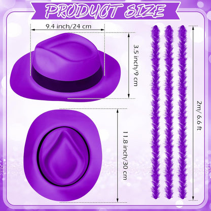 JaGely 48 Pieces Neon Party Supplies 24 Neon Gangster Hats 24 Pcs Feather Boas for Wedding Glow Party Supplies Birthday Props
