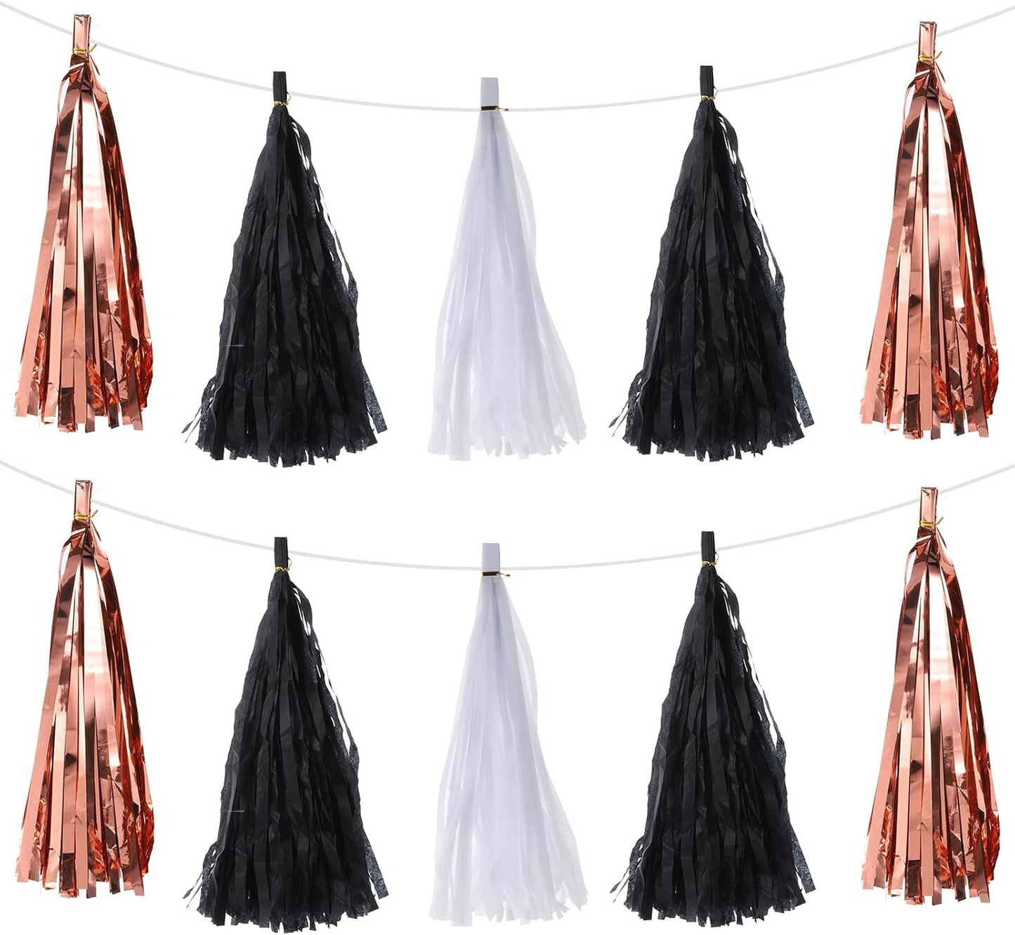 MECCANIXITY 15Pcs Light Blue Tassel Garland Banner with Rope Tissue Paper Tassels Party DIY Kits for Anniversary Wedding Birthday Party
