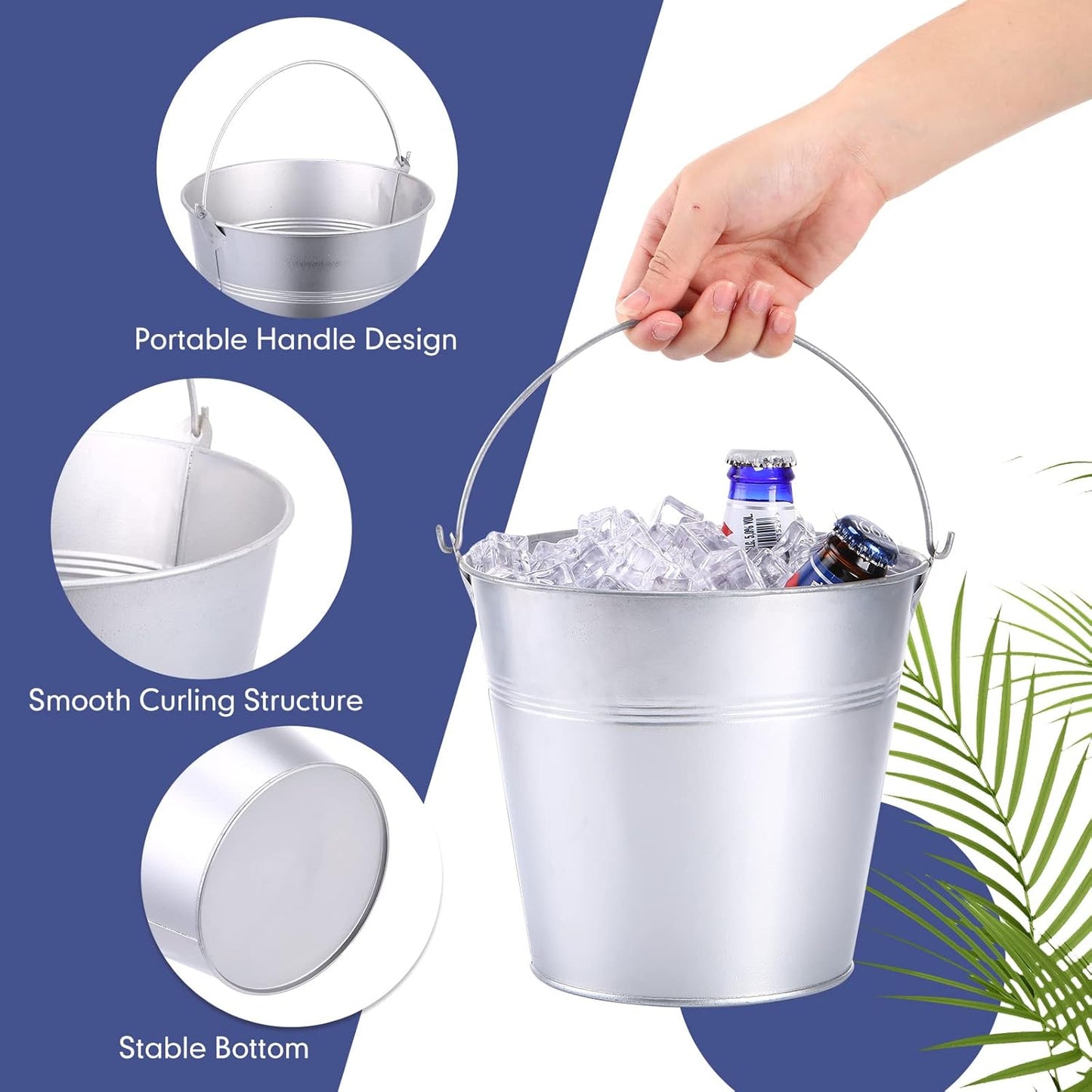 Didaey 24 Pcs Metal Beer Bucket Bulk Ice Bucket Ice Pails with Handle Champagne Soda Party Beverage Chiller for Summer Picnic Pool Wedding Party Supplies Wine Champagne Bar (7.1 x 6.5 x 5.1",Gold)
