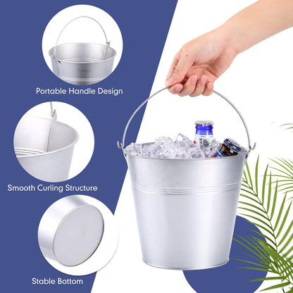 Didaey 24 Pcs Metal Beer Bucket Bulk Ice Bucket Ice Pails with Handle Champagne Soda Party Beverage Chiller for Summer Picnic Pool Wedding Party Supplies Wine Champagne Bar (7.1 x 6.5 x 5.1",Gold)