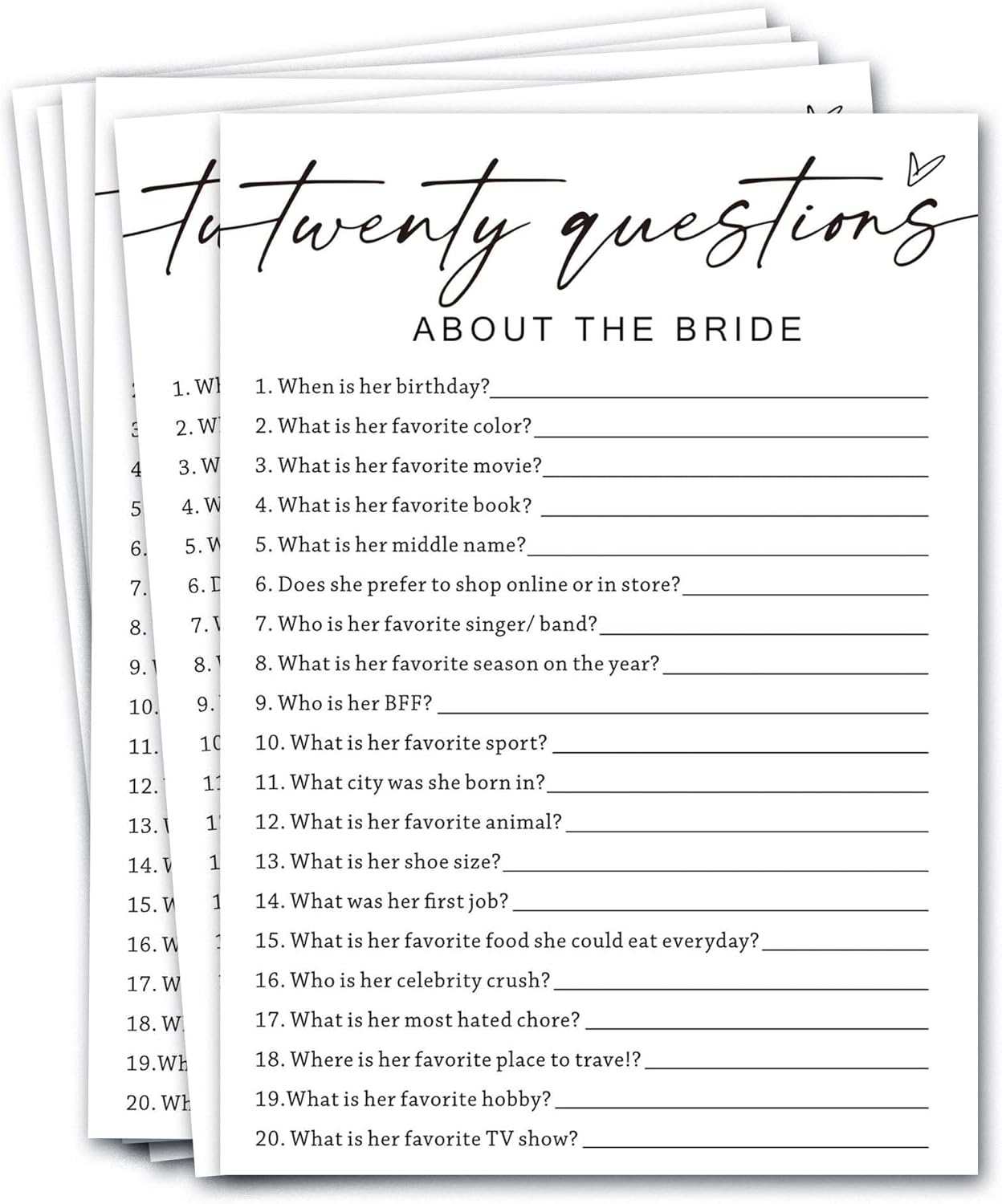 Bridal Shower Bingo, What Will The Bride to Be Receive, 25Pcs Bridal Bingo Game Cards, Engagement Party Games for Guests, Minimalist White Wedding Party Supplies - A18