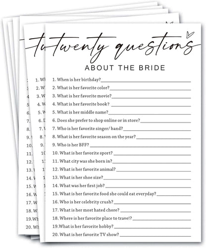 Bridal Shower Bingo, What Will The Bride to Be Receive, 25Pcs Bridal Bingo Game Cards, Engagement Party Games for Guests, Minimalist White Wedding Party Supplies - A18