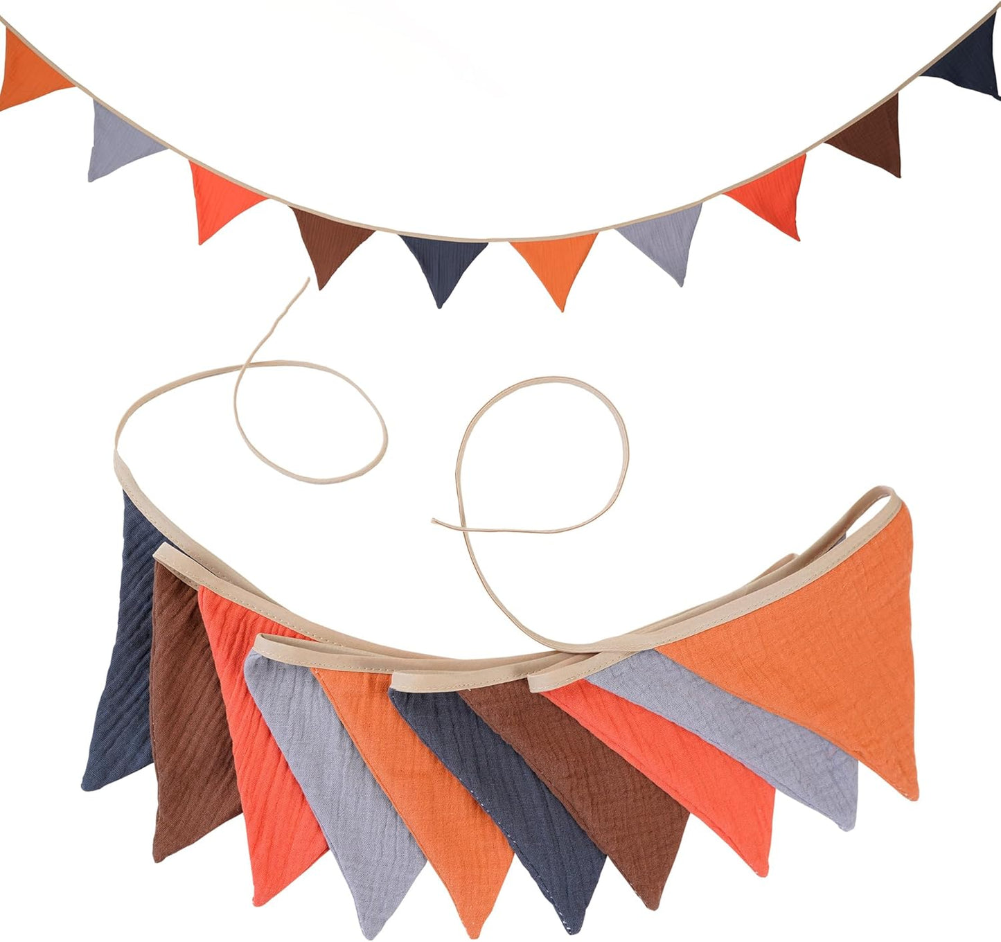 Fabric Bunting Banner, 2 Pack Handmade Neutral String Banner Each 8.5 ft 10 Flags Nursery Wall Hanging Wedding Birthday Home Baby Shower Party Decoration Bunting (Pink Candy)