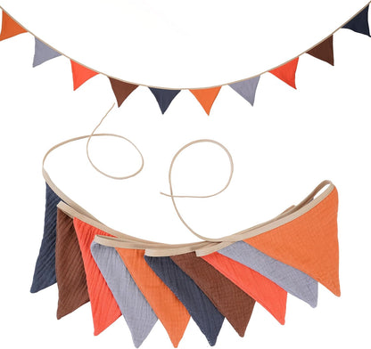 Fabric Bunting Banner, 2 Pack Handmade Neutral String Banner Each 8.5 ft 10 Flags Nursery Wall Hanging Wedding Birthday Home Baby Shower Party Decoration Bunting (Pink Candy)