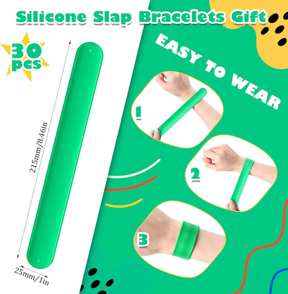 Vinsot 30 Pcs Silicone Slap Bracelets Gift for Kids DIY Slap Bands Party Favor Soft Blank Snap Wristbands Bulk for School Craft Project Painting Classroom Prizes Birthday Wedding