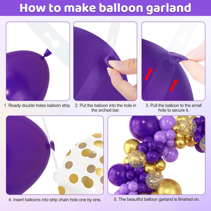 Amandir 153pcs Pink Purple Balloon Garland Arch Kit, Different Sizes 18 12 10 5 inch Pink Purple Red Latex Metallic Confetti Purple Balloons for Girl Women Birthday Bridal Baby Shower Party Decoration