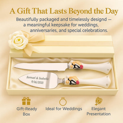 GIFTS INFINITY Personalized Wedding Cake Knife and Server Set with Engraving – Cake Cutting Utensil Set, Keepsake Gift for Wedding, Anniversary, Reception, Birthday & Other Occasions (CH-101WB)