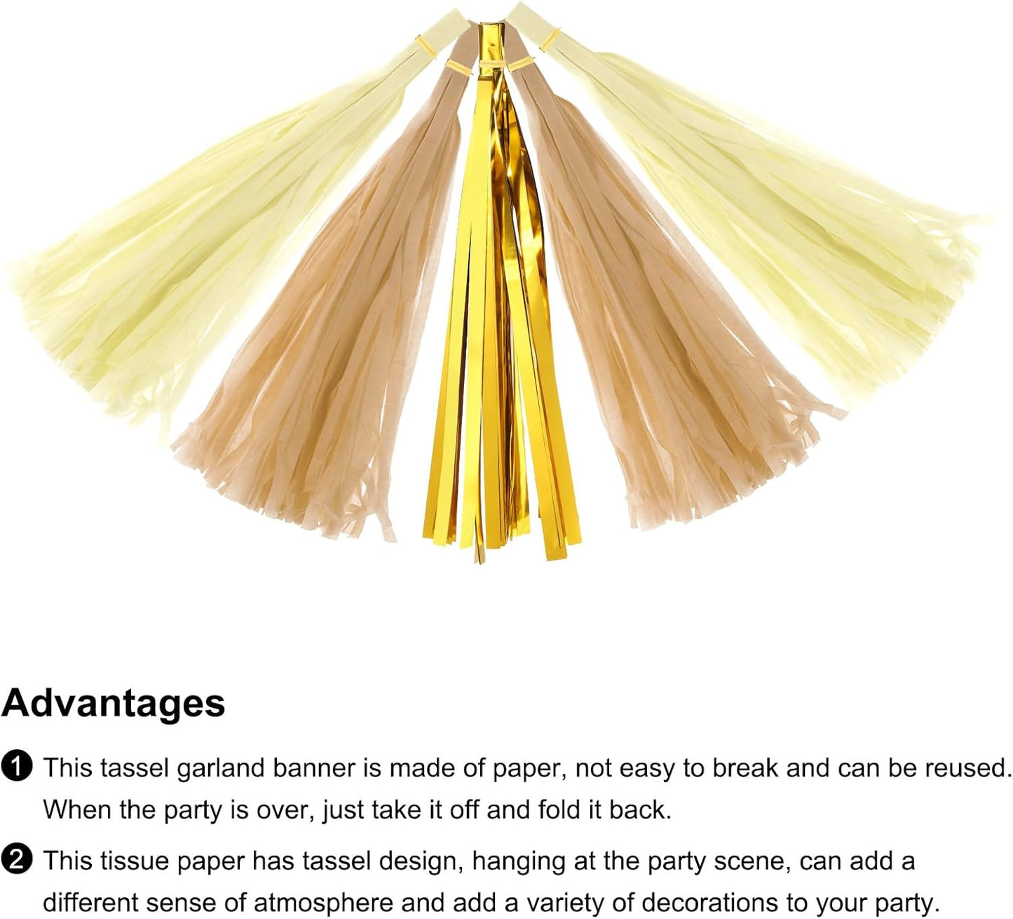 MECCANIXITY 15Pcs Light Blue Tassel Garland Banner with Rope Tissue Paper Tassels Party DIY Kits for Anniversary Wedding Birthday Party
