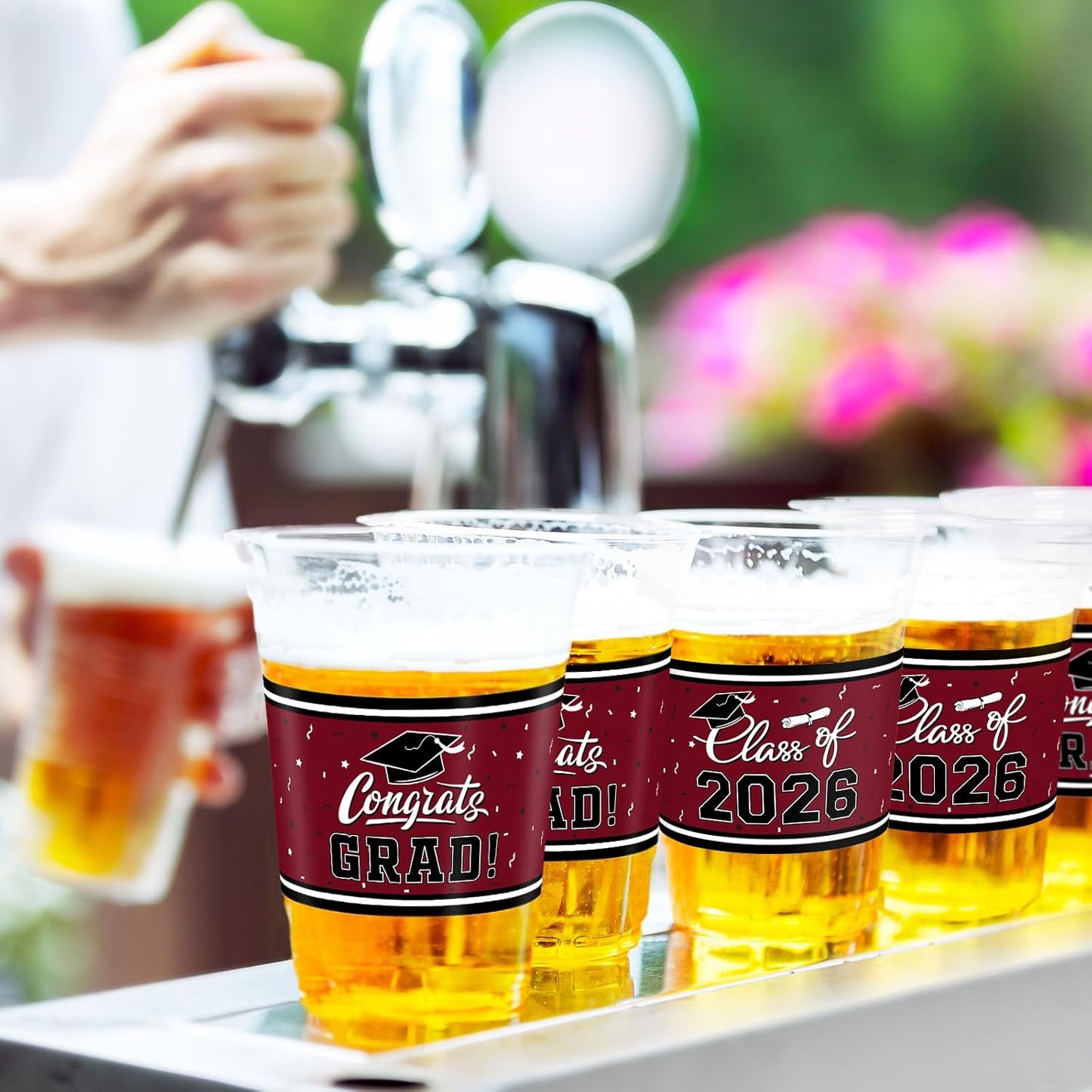 Gatherfun Graduation Decorations 2026-100 Pcs 16oz Blue Graduation Plastic Cups for Grad Party | Sturdy & Durable Drinkware for Grad Festivities | Essential Grad Party Supplies & Decorations