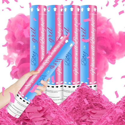 Biodegradable Pink Gender Reveal Confetti Poppers 4Pack