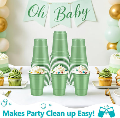 LANLISA 50 Gold Plastic Cups, 16 oz Disposable Cups, Drinking Cups For Birthday Party Supplies, Graduation, Thanksgiving Decorations, Harvest, Fall, New Years