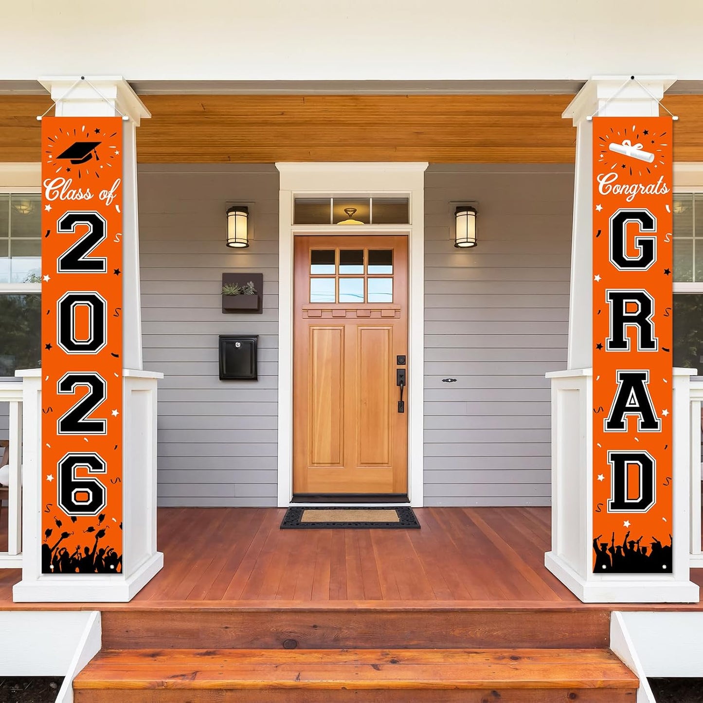 2026 Graduation Decorations, Graduation Banner Class of 2026, Hanging Congratulations/Congrats Grad Banner for Door and Porch, Party Decor - Black