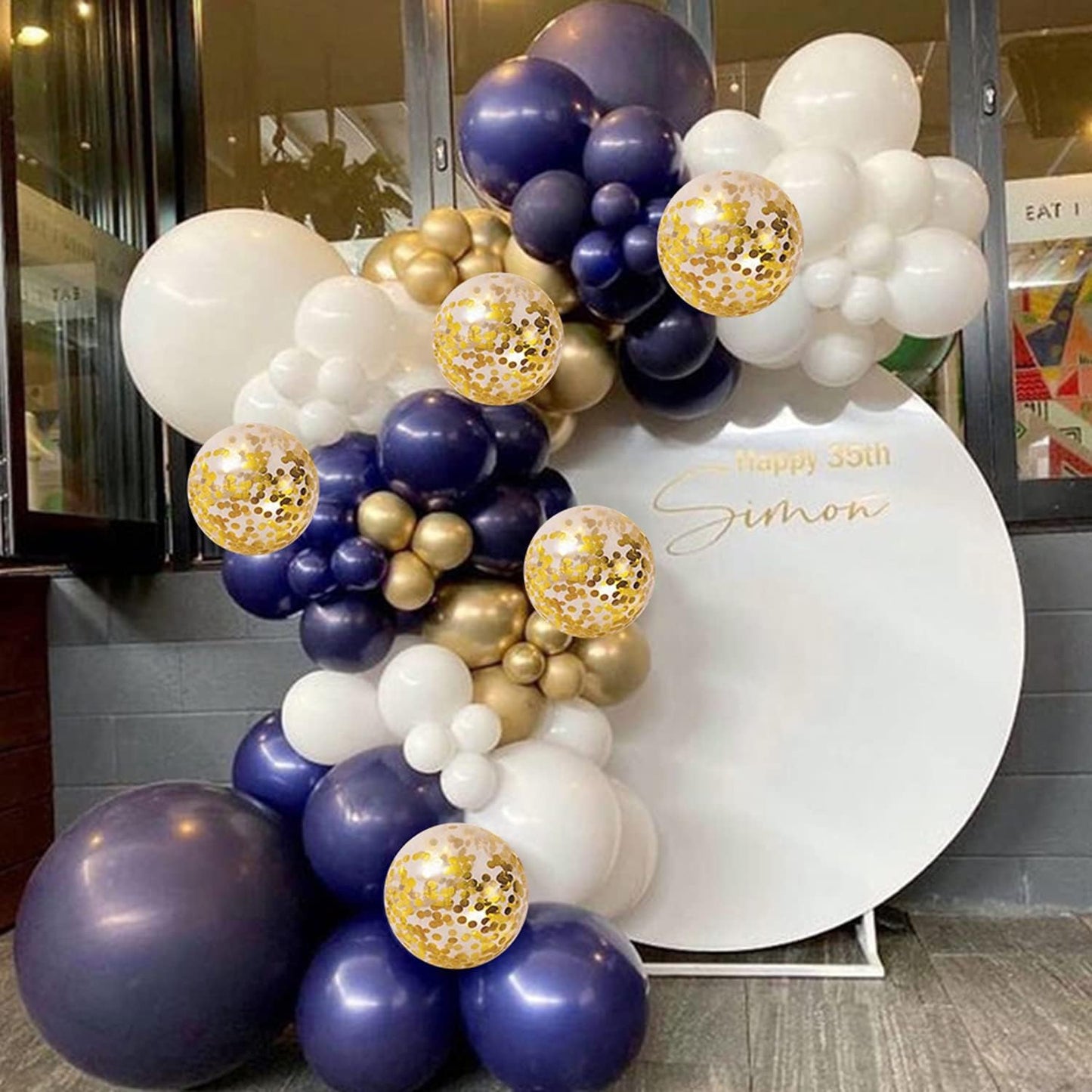 Zesliwy Navy Blue Silver Balloons Garland Kit, Navy Blue White Silver Confetti Balloons Arch Kit for Birthday Party Bridal Shower Wedding Graduation Class of 2025 Prom Decorations……