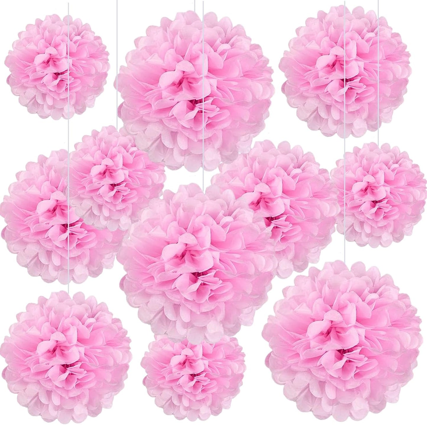 20 PCS Orange Tissue Paper Pom Poms, Tissue Pom Poms Flowers, Sizes of 6", 10", 12", 14" Hanging Paper Flower Ball for Wedding, Birthday, Halloween, Christmas, Baby Shower Party Decor