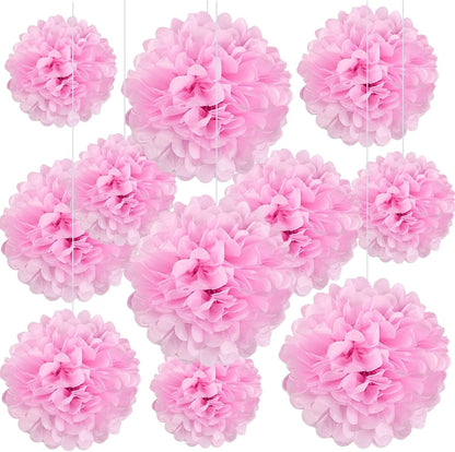 20 PCS Orange Tissue Paper Pom Poms, Tissue Pom Poms Flowers, Sizes of 6", 10", 12", 14" Hanging Paper Flower Ball for Wedding, Birthday, Halloween, Christmas, Baby Shower Party Decor