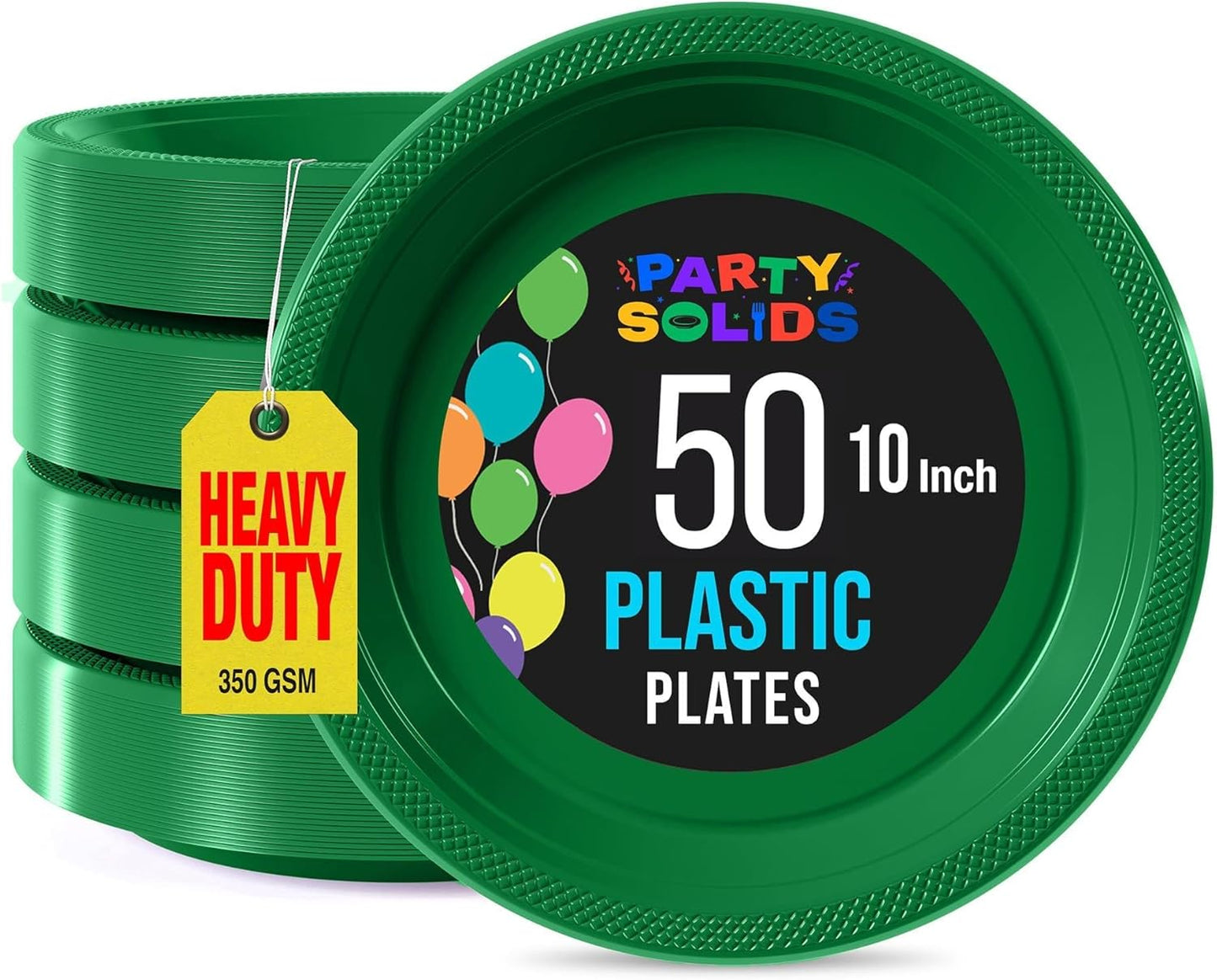 Exquisite Party Solids Red Plastic Plates For Party Supplies 10" Red Disposable Plates Heavy Duty 50 Pcs Plastic Dinnerware Sets Heavy Duty 350 GSM Disposable Dinnerware Set