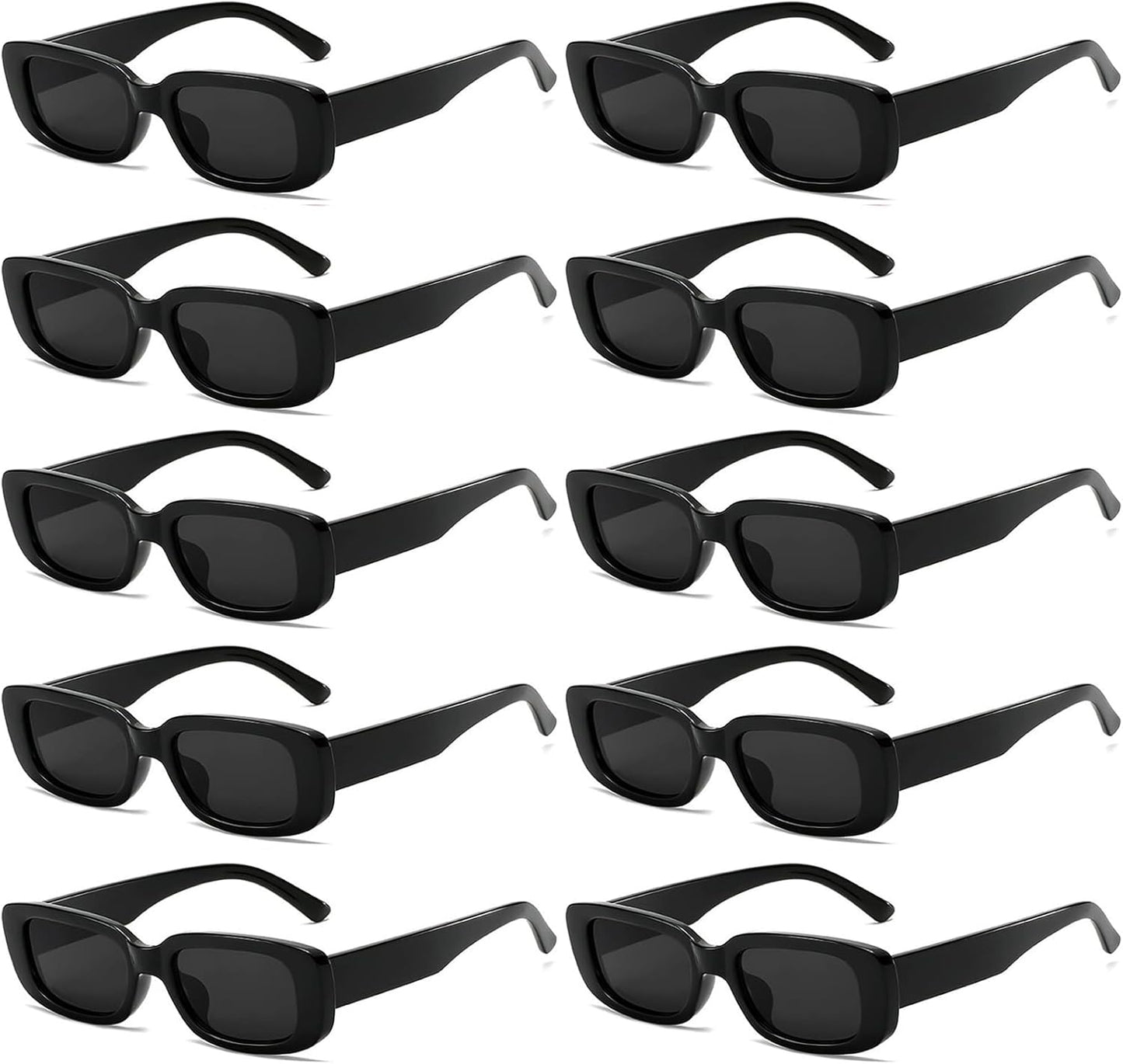SUNOVELTIES 10 Pack Rectangle Sunglasses for Women Retro Narrow Square Glasses 90s Aesthetic Vintage Eyewear Uniex Adult
