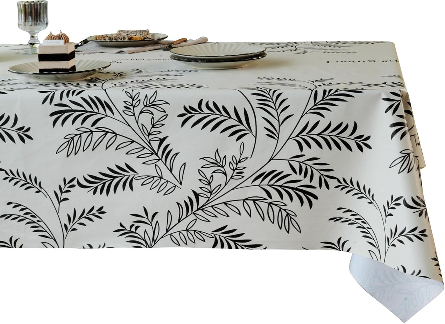 Rectangle Table Cloth,100% Waterproof Tablecloth Oil Proof Spill Proof Vinyl Table Cloth, Wipe Clean Plastic Table Cover for Dining, Camping, Indoor and Outdoor 52" x 70",Leaves