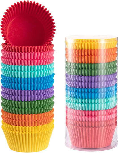Gifbera Bright Rainbow Standard Cupcake Liners Solid Colorful Paper Baking Cups 400-Count