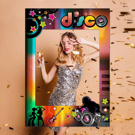 SWYOUN 80s Throwback 1980s Party Theme Selfie Photo Booth Frame Disco Photobooth Favor Decoration