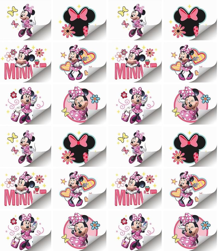 Minnie Mouse Party Temporary Tattoos | Assorted Designs | 24 Pcs