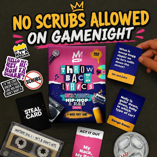 Throwback Lyrics 90s & 2000s Hip-Hop & R&B Finish the Lyrics Game & Charades | 250 Cards Music Trivia Game|Charades Game, Adult Party Game, Girls Games for Bachelorette Party